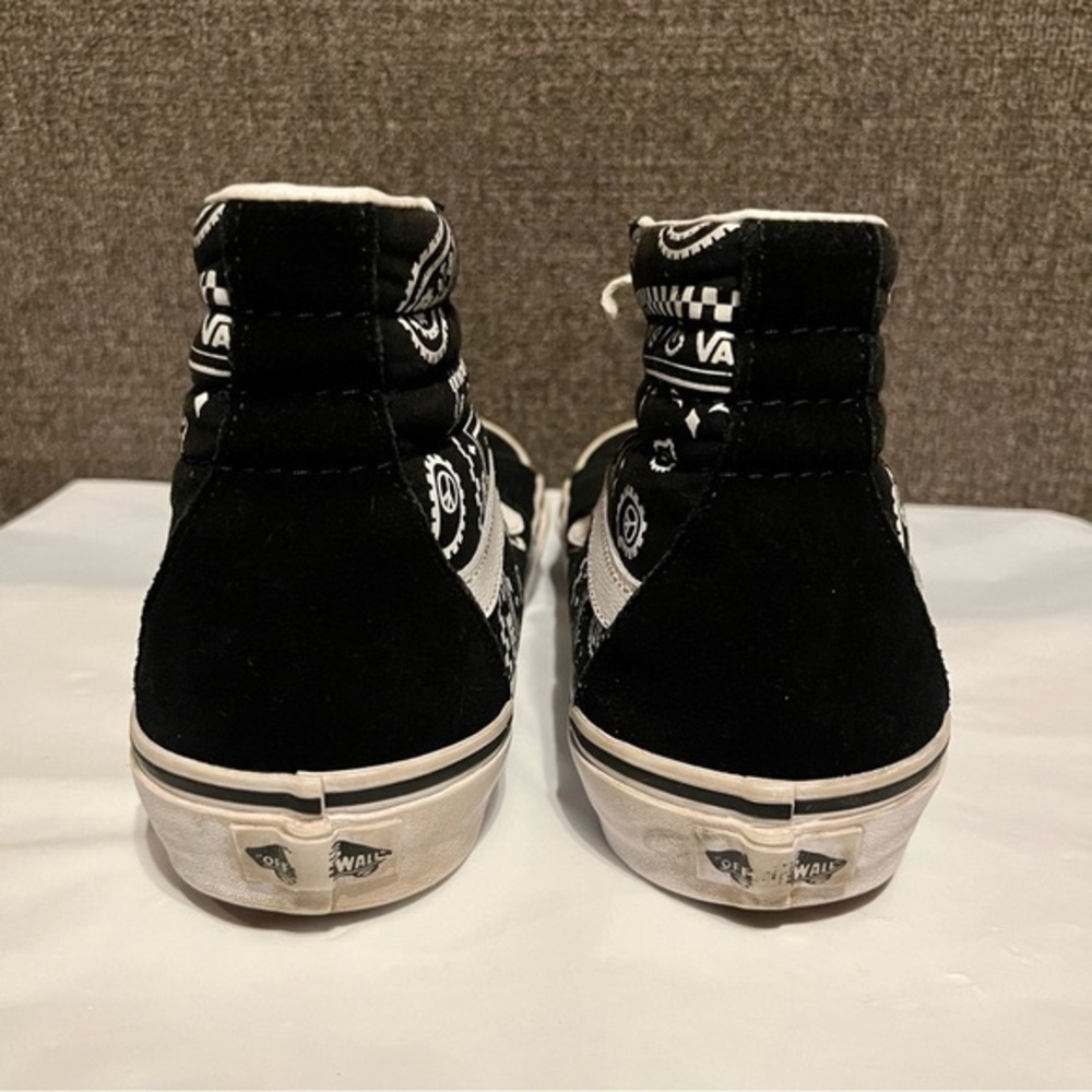 VANS Sk8 Hi Peace Paisley‎ Black White High Top Suede Sneakers Mens Size 8 - Picture 5 of 7